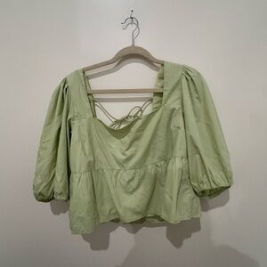 Abercrombie & Fitch Light Green Puff Sleeve Blouse NWOT